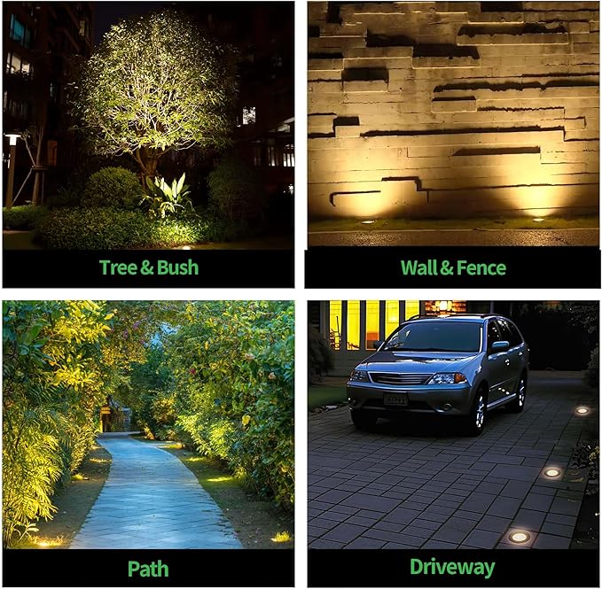 LED Well Light, In Ground Landscape Lights Low Voltage Outdoor, 12V IP67 Waterproof, Bright Wired Aluminum ORB for Patio Pathway Lawn 6W 580LM 4 Pack