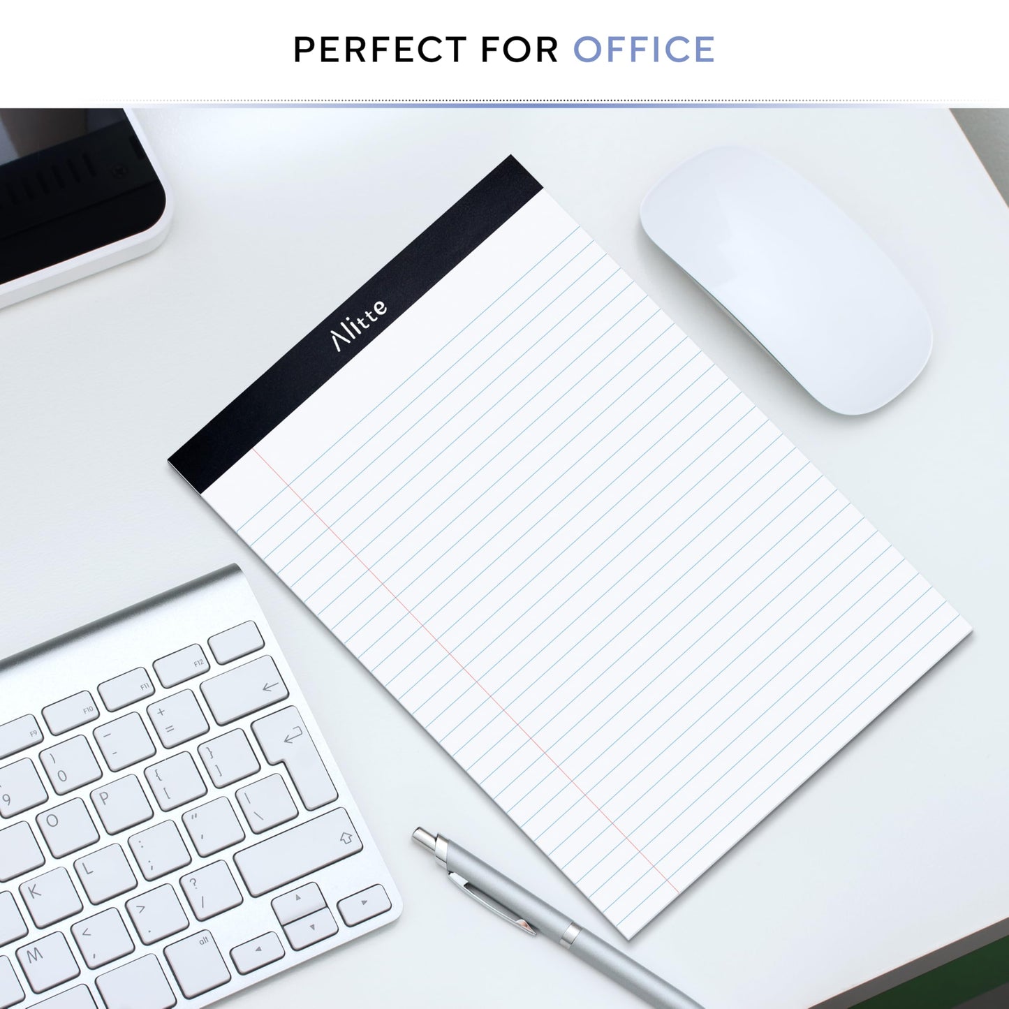 Alitte Legal Notepads 8.5 x 11, Pack of 12 - Perforated Wide Ruled Writing Pad - Premium Thick Paper, No Ink Bleeding - Blank Legal Pads For Home, Office, School, Business - 50 Sheets Per Notebook
