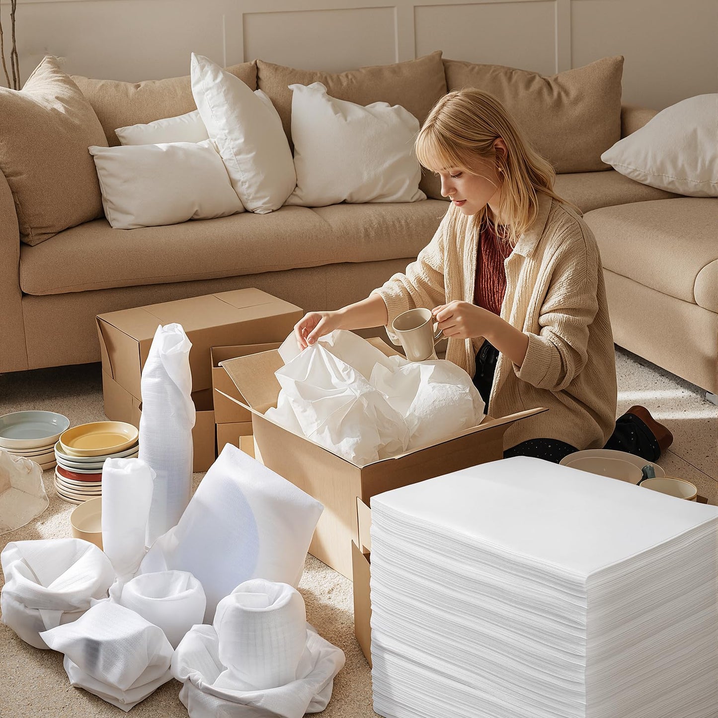 200 Pack Small Foam Pouches 6x8 Inch, Cushion Foam Pouch for fragile items, Packing Supplies to Protect Glasses, Cups and Dishes, Plate Packing Sleeves for Moving, Shipping and Storage