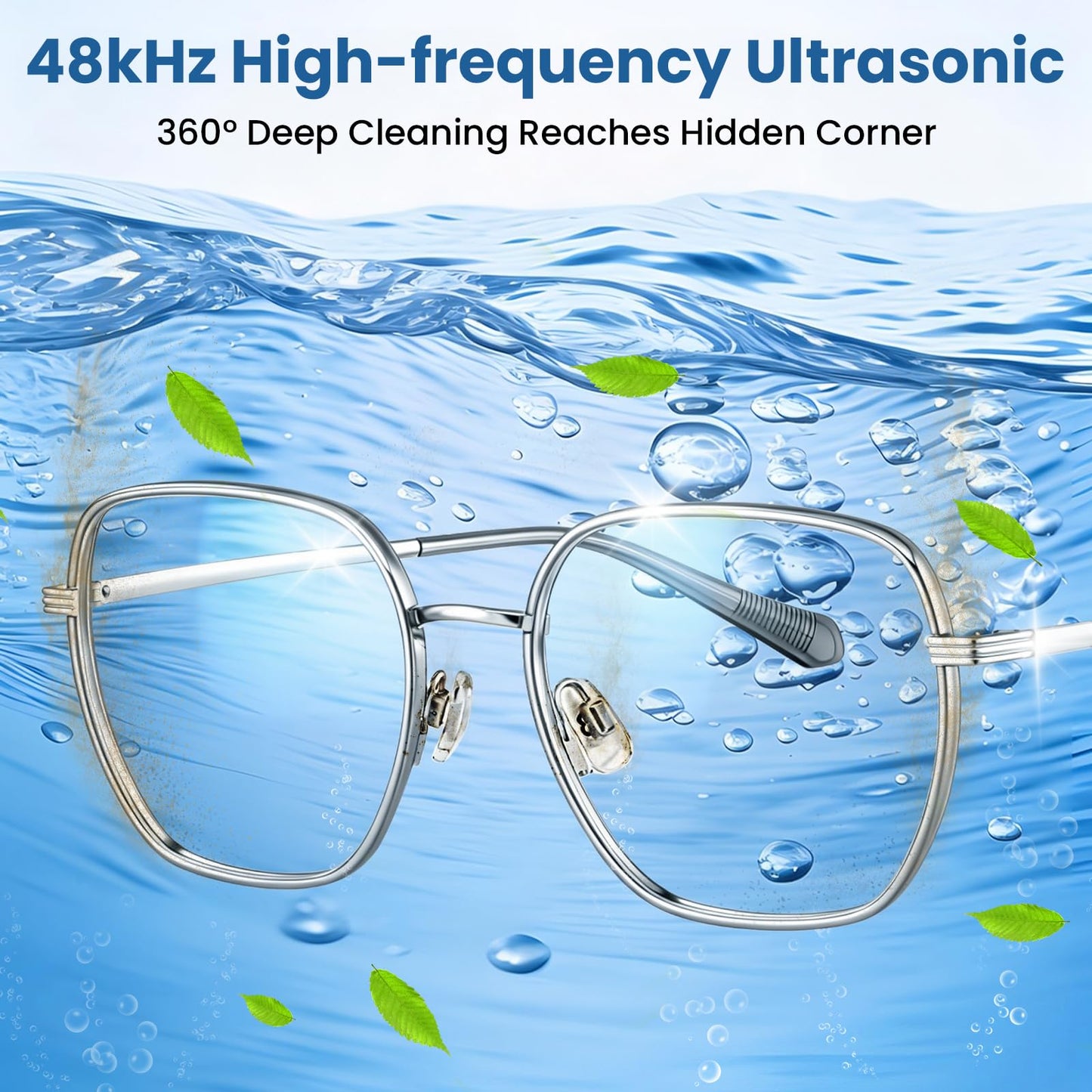 Ultrasonic Cleaner, 48kHz Ultrasonic Jewelry Cleaner Machine for Eyeglasses, Jewelry, Rings, Watch Straps, Dentures and More, Dual Cleaning Modes & 304 Stainless Steel Tank, 400ML Capacity, White