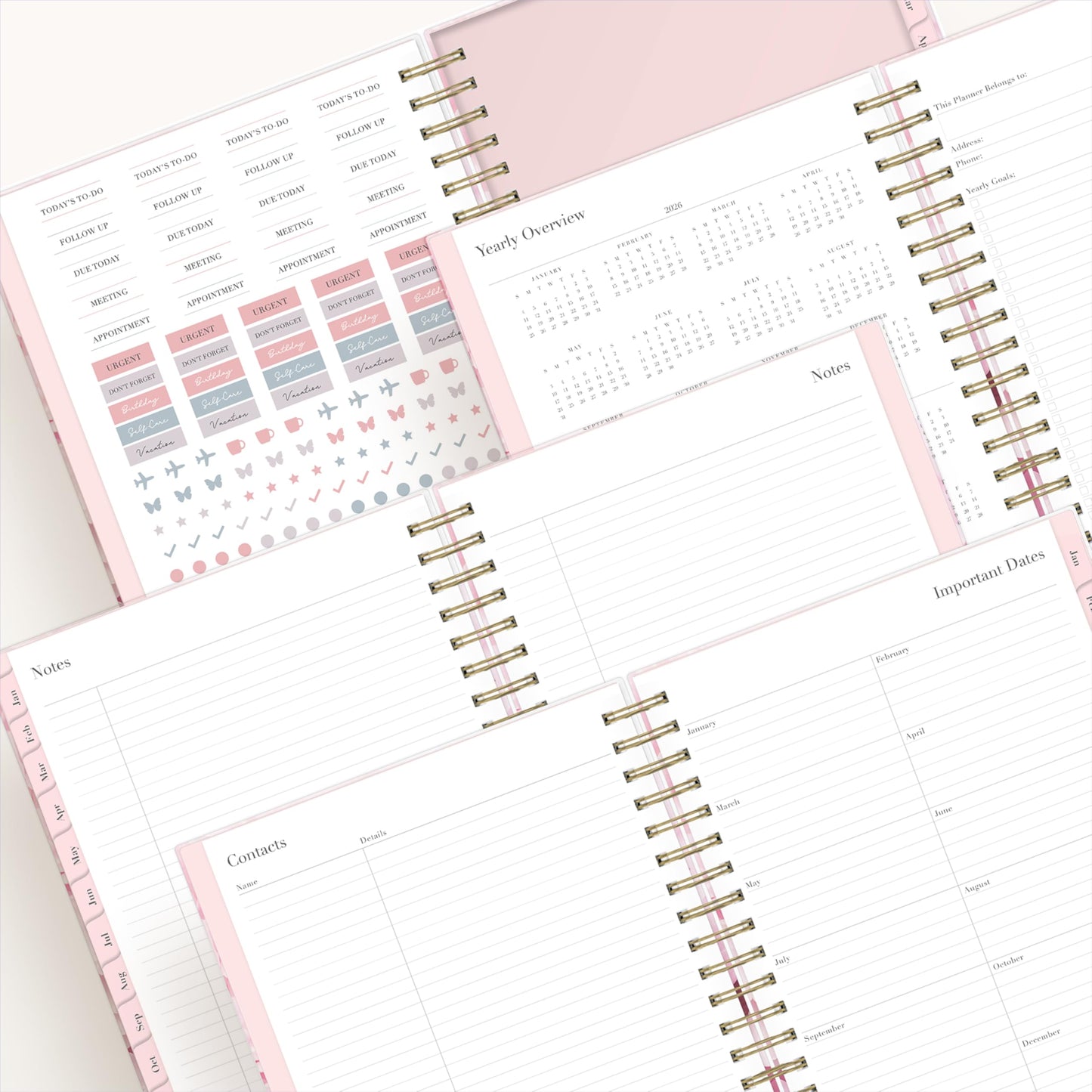 Blue Sky Rachel Parcell 2026 Daily and Monthly Planner Calendar, January 2026 - December 2026, 7" x 9", Hard Cover, Durable Twin Wire Binding, Laminated Tabs, Storage Pocket, Stickers, Peony