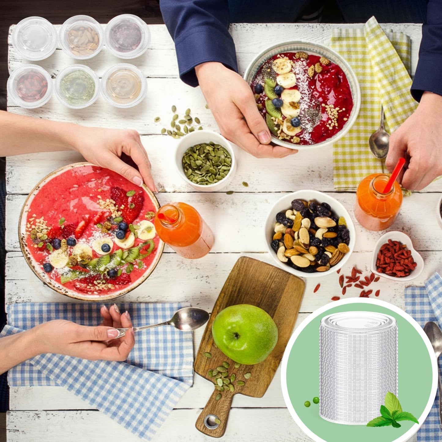 Acellegic 200 Pcs Plastic Cup Lids for Portion Cups Disposable Clear Portion Cup Lids Souffle Lid Plastic Food Prep Supplies for Restaurant, Cafe, Catering, Party (3.25oz 4.5oz 5oz)