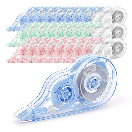 JEFURE 30 Pcs Colorful Core Correction Tape, 39.37 Ft White Wrong Out Tear-Resistant Bulk, Instant Corrections Easy to Use Applicator for School, Office, Note Taking, Journal (Tape Width 0.2 in)