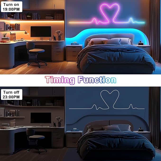 Cozylady 100Ft (50Ft * 2 Rolls) RGB LED Neon Rope Lights for Bedroom, 30m LED Strip Lamp with Double Sided Adhesive Tape, App/Remote Control DIY Lights Decorate The Outdoor and Indoor of Your Home
