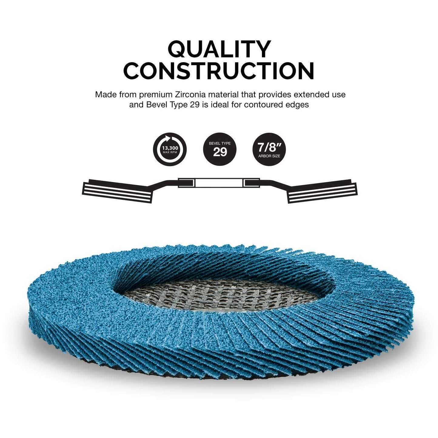 NEIKO 11143A 10 Pack Zirconia Flap Discs 4-1/2 for Angle Grinder, 60 Grit Flapper Wheel, Angled T29 Grinding Wheel 4.5 Inch, 7/8" Arbor Grinding Disc, Flap Wheel for Wood & Metal Sanding