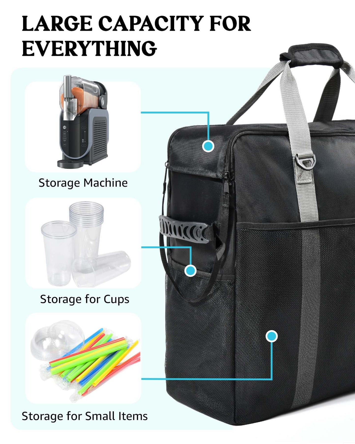 BS-VOG Carrying Bag for Ninja Slushie Machine FS301 & FS300, Portable Travel Tote Storage Bag with Front-Opening Design for Frozen Drink Maker, Thick Padded Protector for Machine Accessories