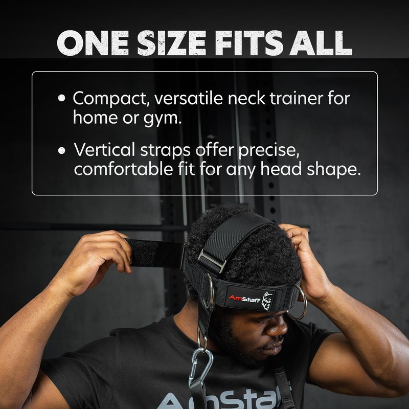 AmStaff Fitness Neck Harness for Weight Lifting – Adjustable Head & Chin Strap for Neck Strength, Muscle Building, Workout Training & Injury Recovery Support