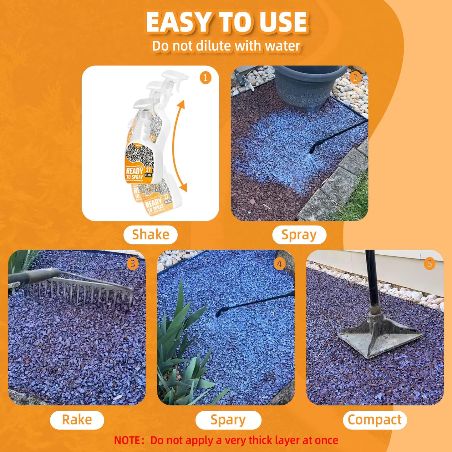 Shabebe Rock Glue for Landscaping with Sprayer 27oz, Ready-to-Use Mulch & Gravel Binder, Fast-Dry No Dilution, Weather-Resistant Spray Rock Glue for Garden Beds, Pea Gravel & Small Stone