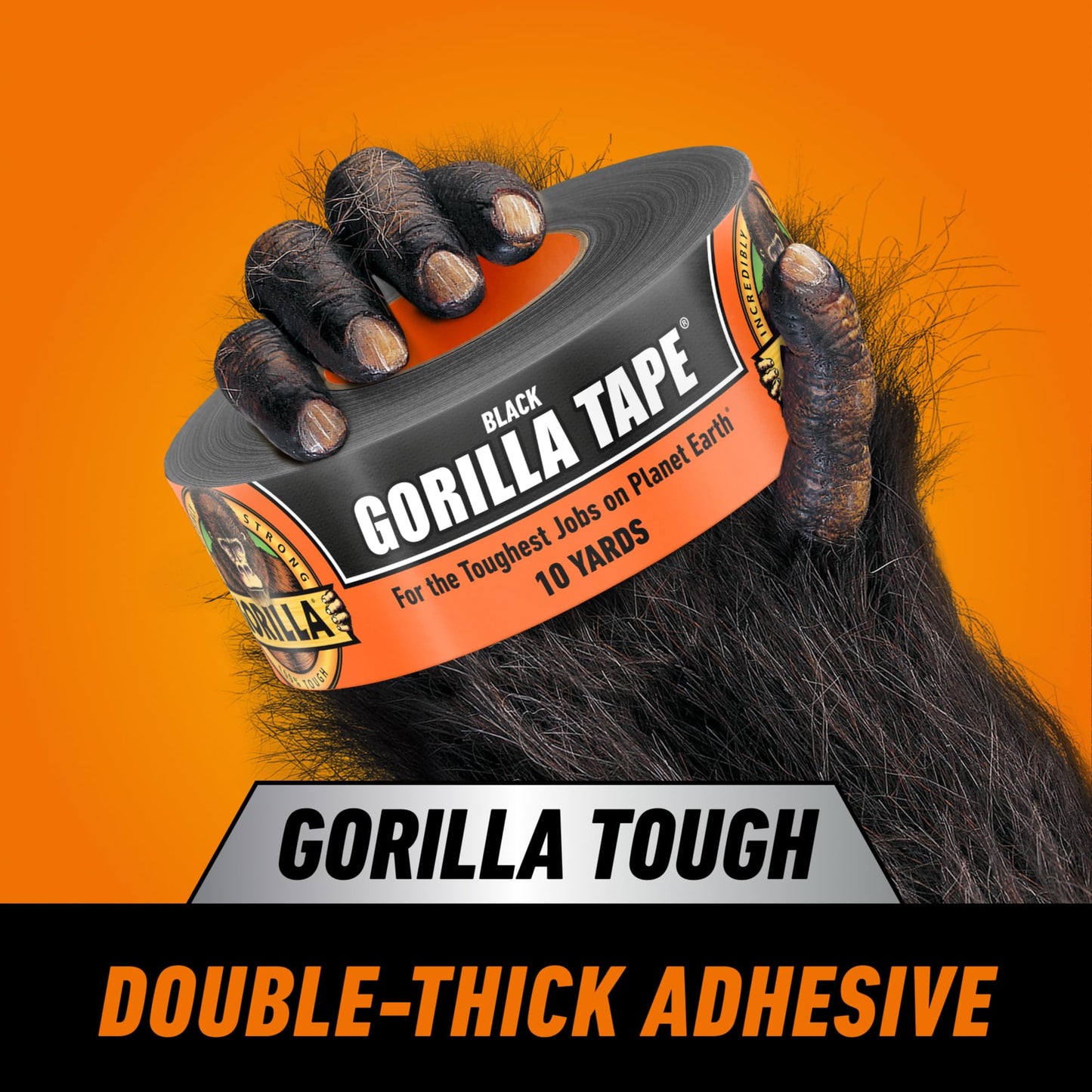Gorilla Tape, Duct, Utility, Triple Layer Strength, Indoor & Outdoor, Weather Resistant Shell, 1.88 in x 10 yd, Black, (Pack of 24)