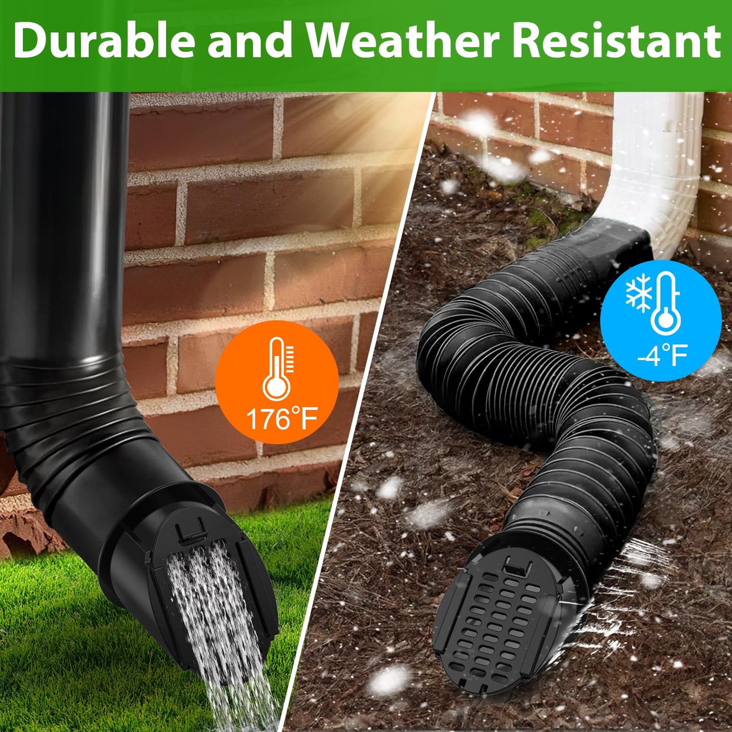 2 Pack 4" Gutter Downspout Extensions, Rain Diverter, Drainage Grate Yard Drain, Drain Emitter for Sump Pump Discharge & Downspout Extensions, Fit 4" SCH 40, 4" SDR 35, 4" Corrugated Pipe-Black