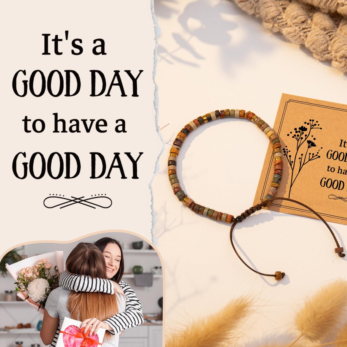 ZOKCC Inspirational Gifts for Women - Healing Natural Stone Bracelet - Encouragement Cheer Up Gifts for Coworker Friends Colleague Leaving Job
