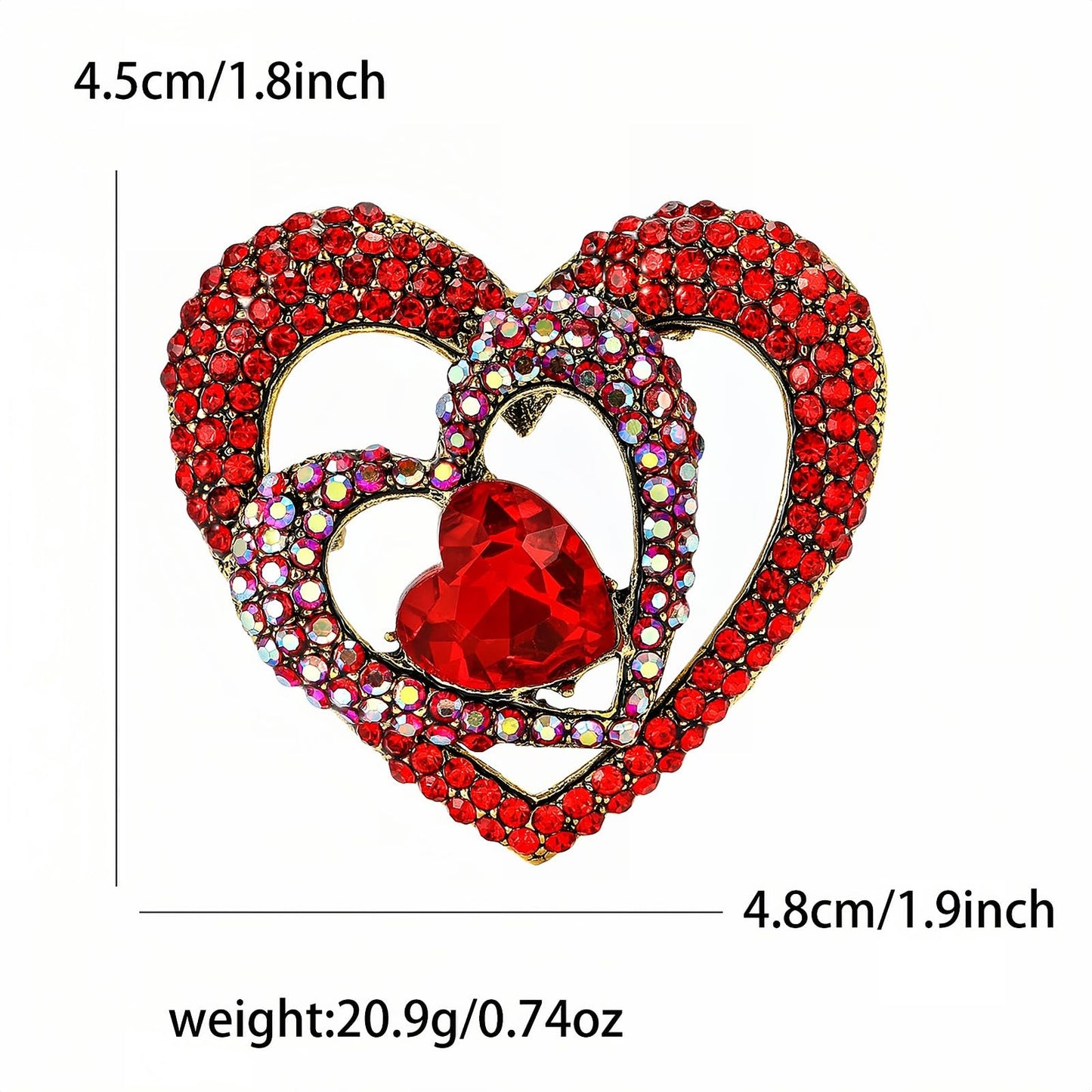 Yaximhozz 2pcs Rhinestone Brooch Pin for Women Dress Elegant Stylish Crystal Brooches Fashion Accessories Pins Lapel Boutonniere Ideas Wedding Christmas Birthday Jewelry Easter Gift (17 Blue Deer/Red Heart)