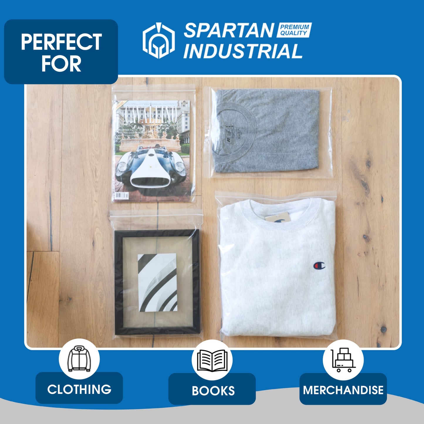 Spartan Industrial - 13" X 15" (100 Count) 2 Mil Clear Reclosable Zip Plastic Poly Bags with Resealable Lock Seal Zipper