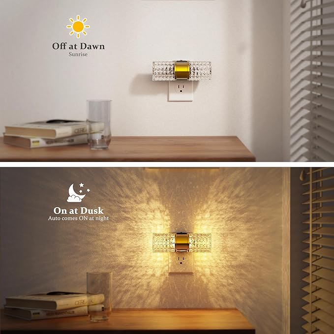 JandCase Night Light, Night Lights Plug into Wall,Automatic LED Night Light with Adjustable Brightness, 3000K Plug in Night Lights with Auto Light Sensor, for Bathroom Hallway Decor