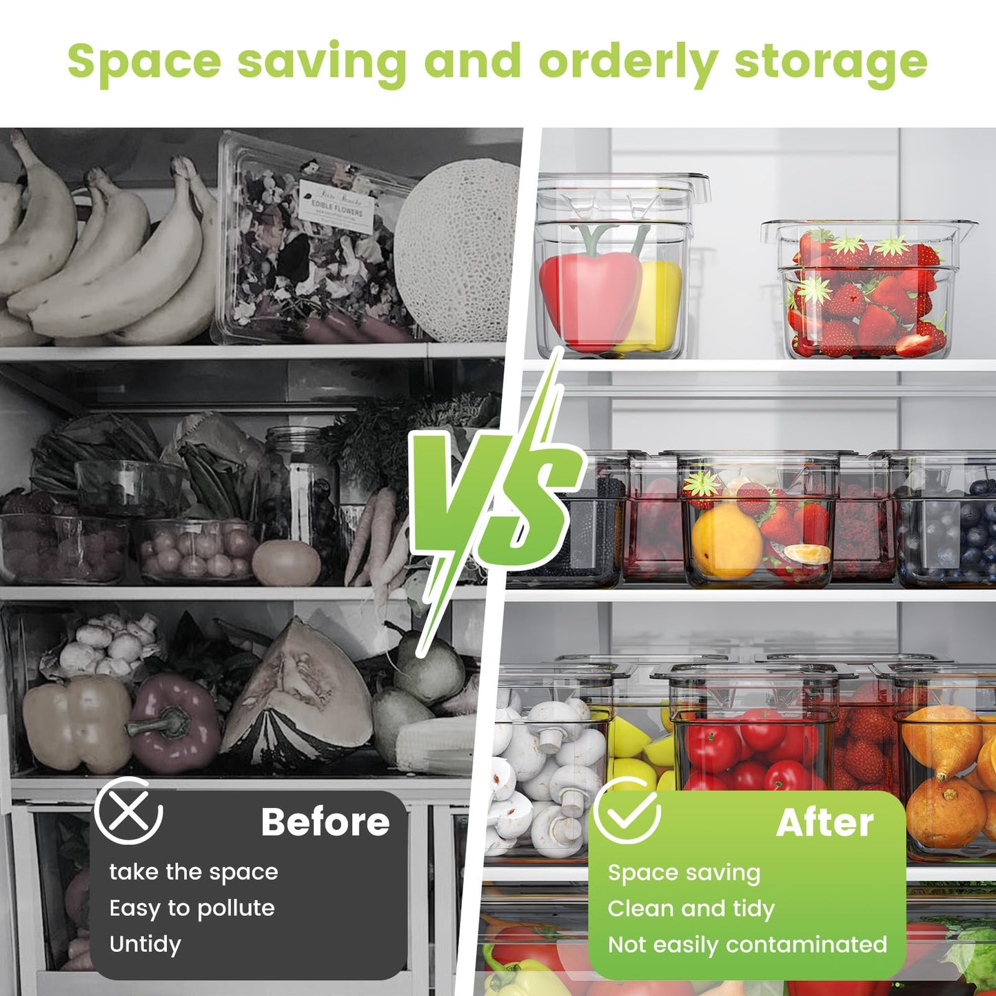 HNEDSEN 6 Pack Plastic Food Pan with Lid 1/6 Size 4 Inch Deep Restaurant Clear Food Storage Containers with lids Polycarbonate Commercial Hotel Pans for Fruits Vegetables Beans Corns (6 PCS, 4'' Deep)