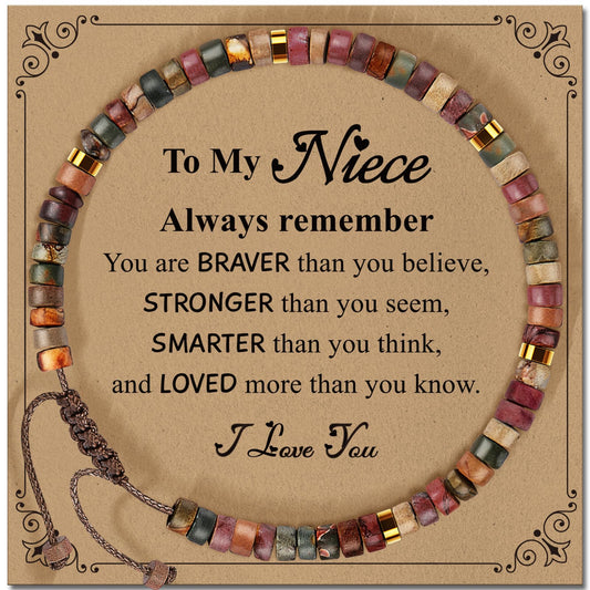 ZOKCC Niece Bracelets Gifts from Auntie Healing Natural Stone Beads Bracelets - Inspirational Mothers Day Christmas Birthday Gifts for Niece