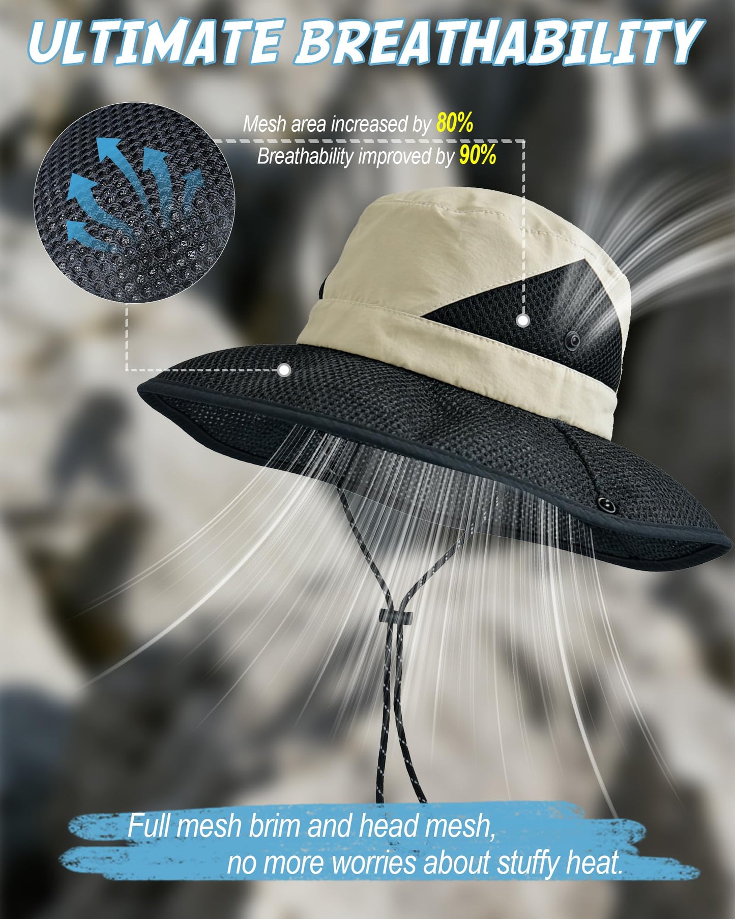 SENWAI Women's Sun Hat with Ponytail Hole, Breathable Foldable Summer Hat with Shapeable Brim for Hiking Beach Gardening, Beige