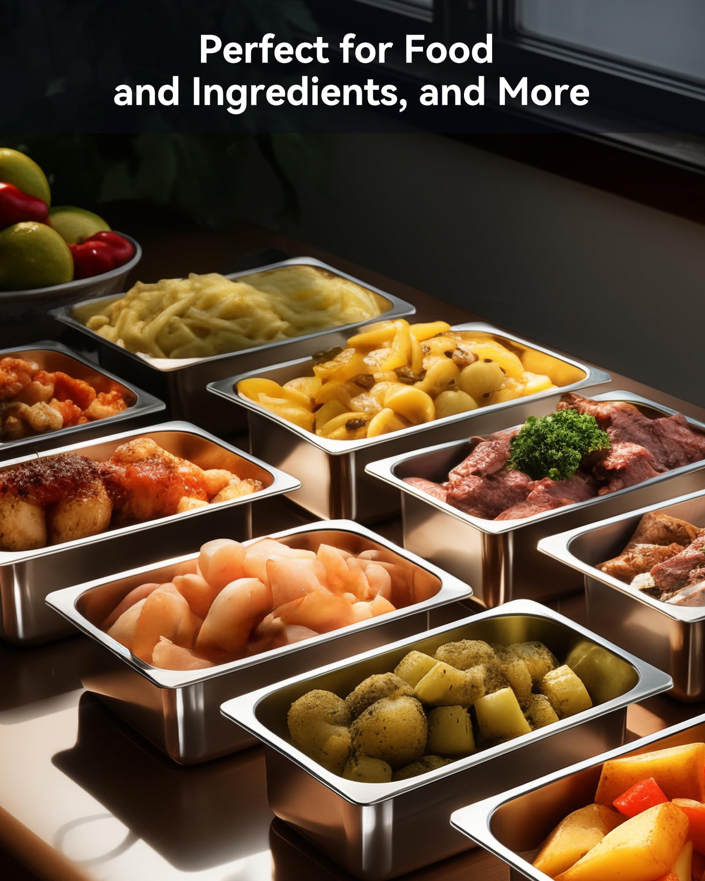 ZeroPone 6 Pack Hotel Pans, 1/3 Size 4" Deep Steam Table Pan, 22 Gauge Anti Jam Stainless Steel Steam Pan, Commercial Food Storage Containers for Catering Supplies