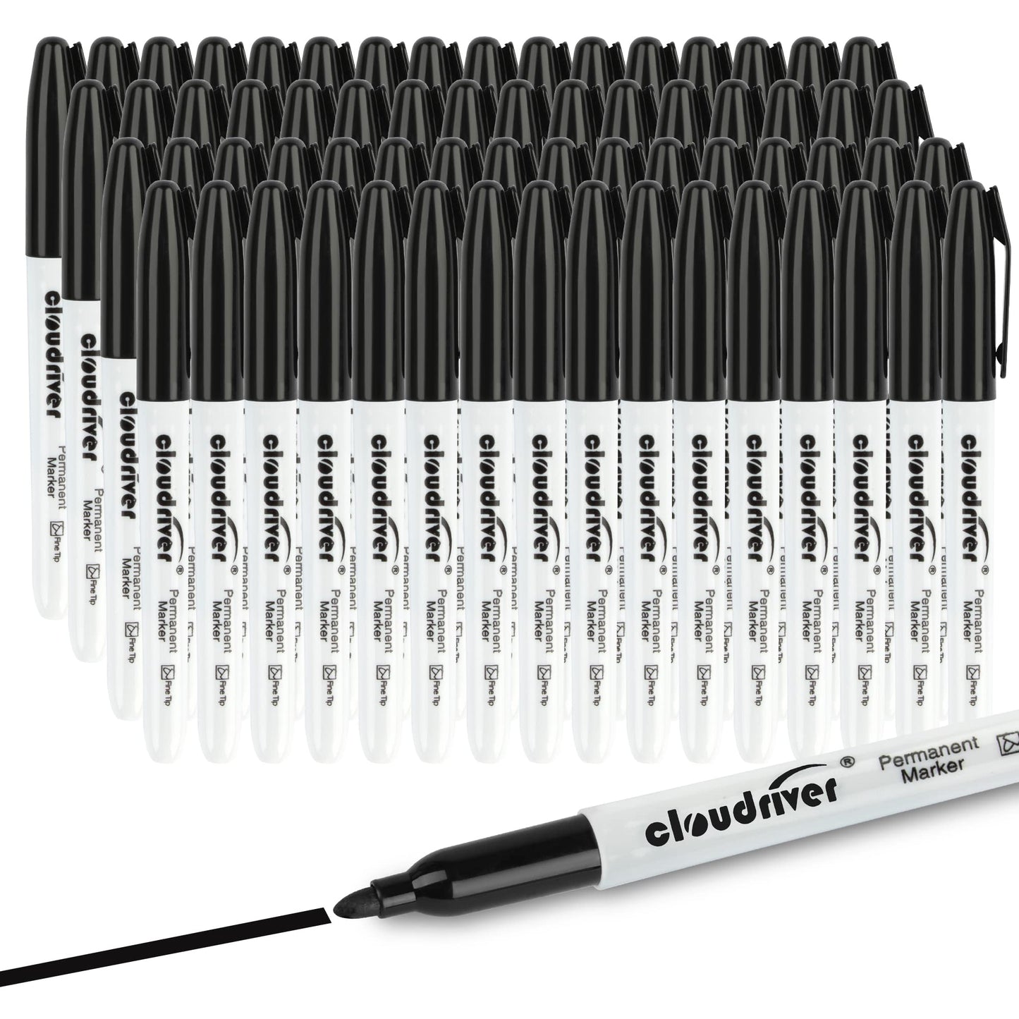 cloudriver Permanent Markers, 148 Pack Black Permanent Markers Set, Fine Point, Bulk Permant Markers Work on Wood, Plastic, Metal, Stone, Glass