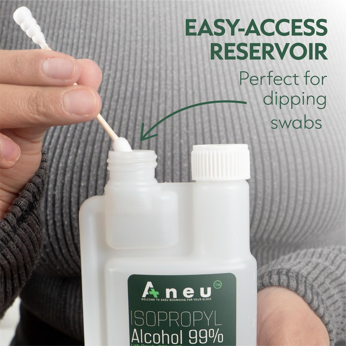 Aneu Travel Isopropyl Alcohol 99% – 100ml Bottles Lab Grade Cleaner | Ideal for Quartz, Tools, & Hard Surfaces | Easy-Access Reservoir for Convenient Dipping (3)