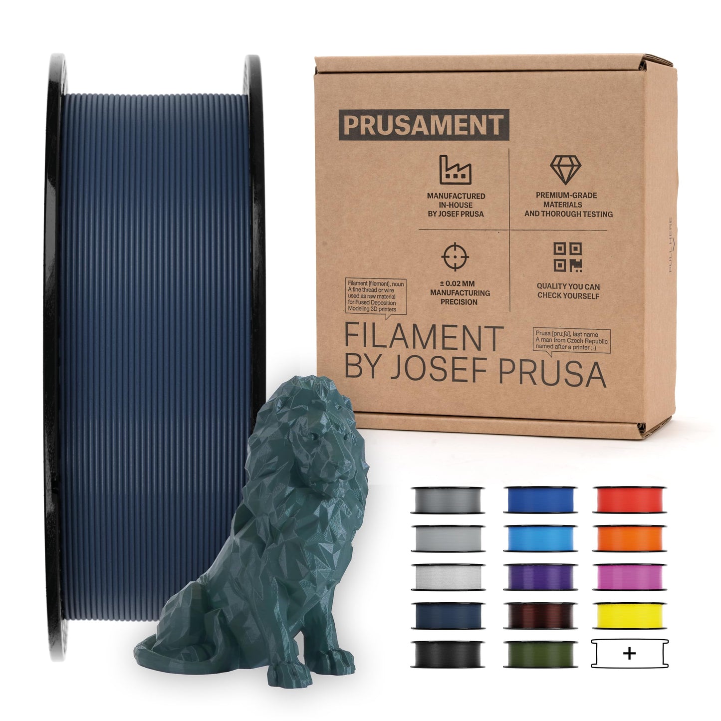 Prusament 3D Printer Premium Filament PLA Gentleman's Grey 1.75mm - 1kg Spool - High Precision ±0.02 mm - Easy to Print - Low Warping - No Tangling - Ideal for Beginners & Professionals