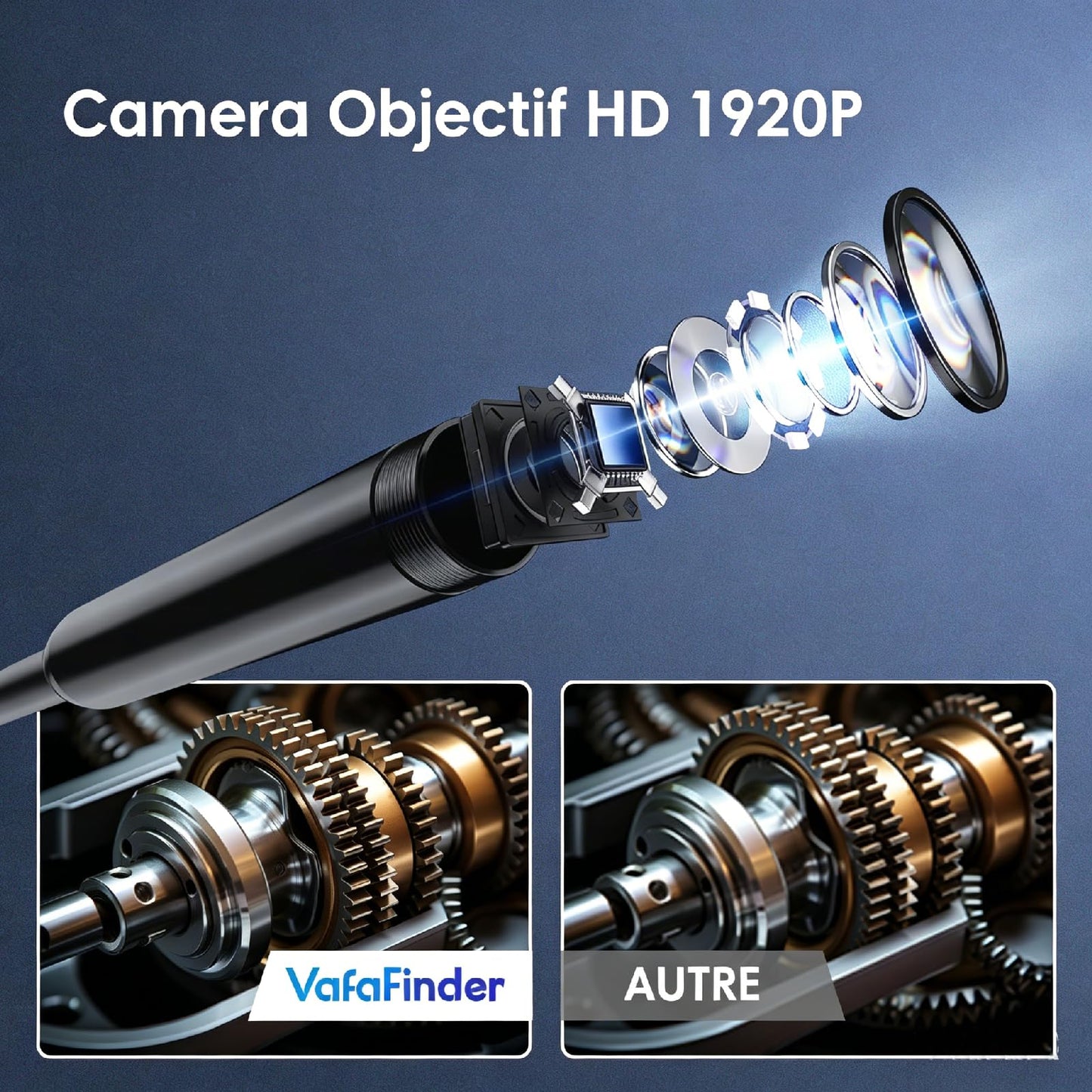 Endoscope Camera with Light, 1920P HD Borescope Camera with 8 Adjustable LED, 16.4FT Semi-Rigid Snake, IP67 Waterproof 8mm Inspection for iOS and Android (Single-Lens)