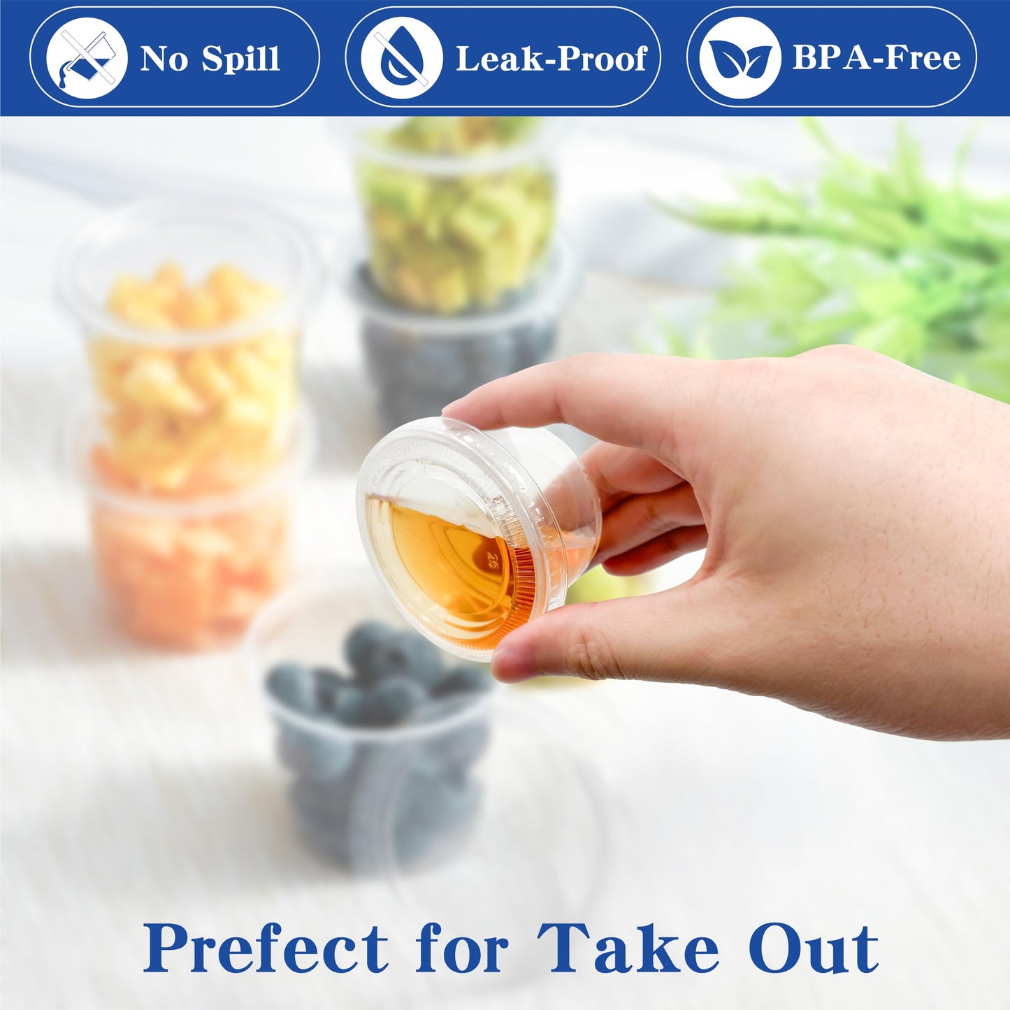 Fansyer 400 sets - 1 oz Containers with Lids, Jello Shot Cups with Lids, Bulk ＆ Clear Portion Cups, Disposable Small Plastic Containers for Salad Dressing, Condiments, Sauce, Snacks