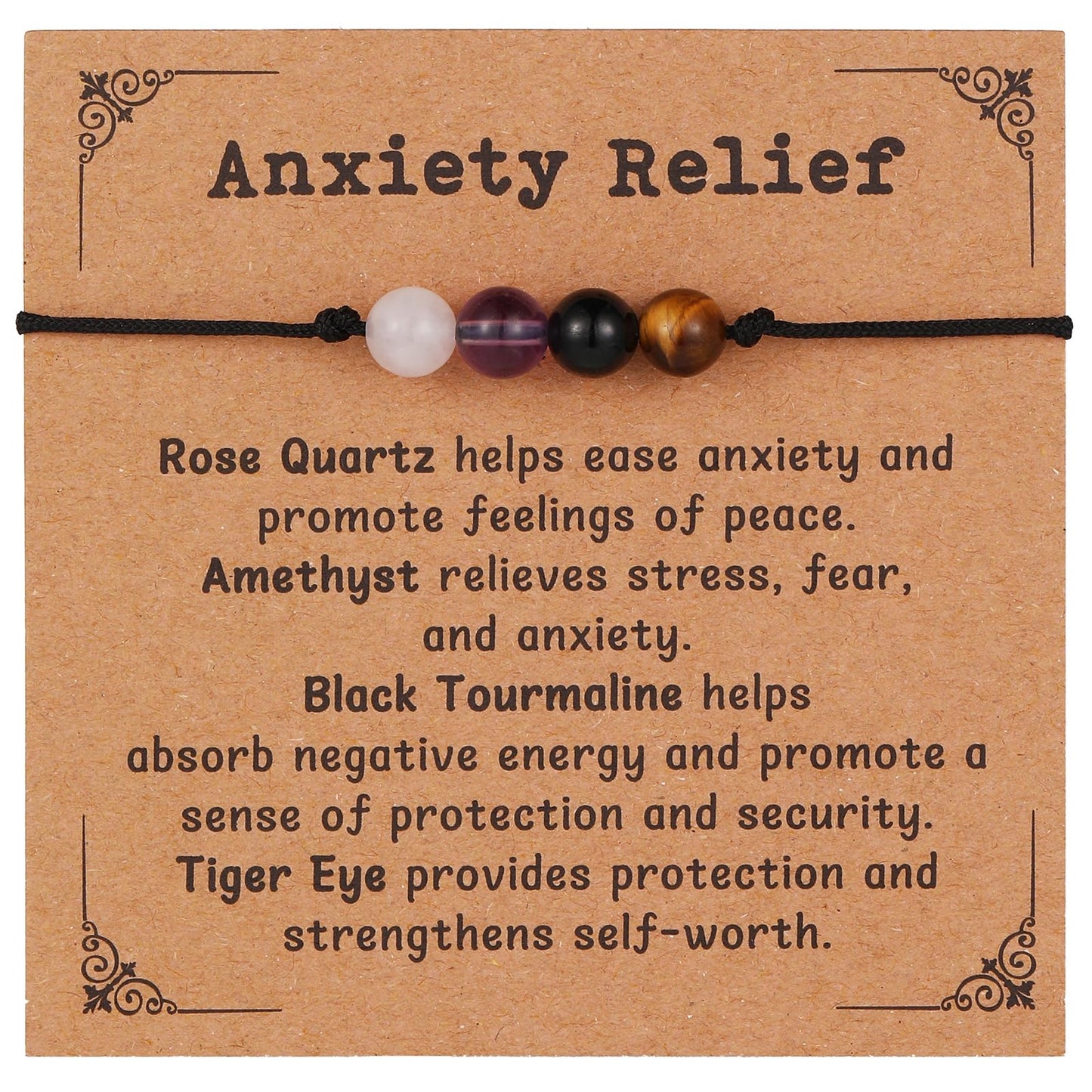 Korotho Anxiety Relief Bracelet for Women Men, Stress And Anxiety Reliefs Healing Crystal Gemstone Natural Stone Beaded Bracelets Anxiety Relief Item Spiritual Bracelet Ring Necklace for Her Him