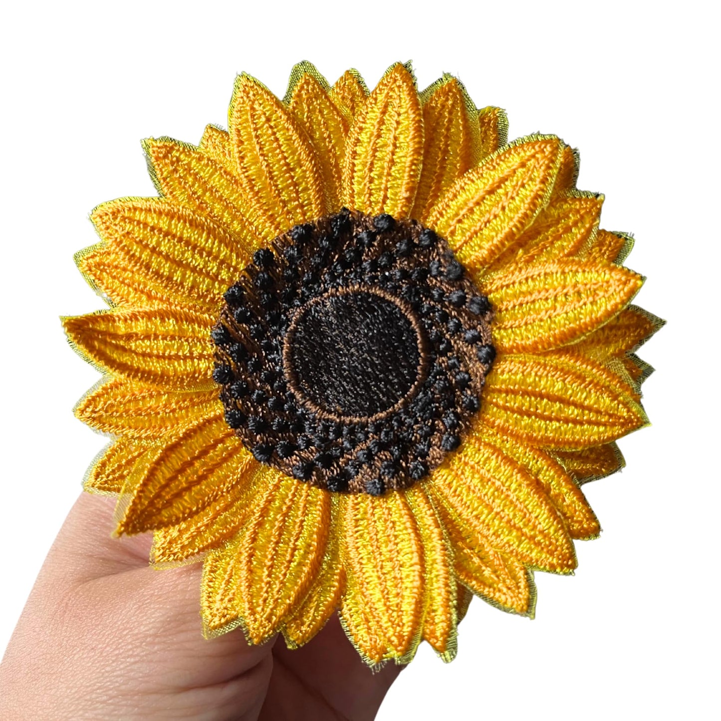 Sunflower brooch, Lace Flower Pin, handmade embroidery lace brooch for her him, 13th 13 anniversary wedding flower for wife husband