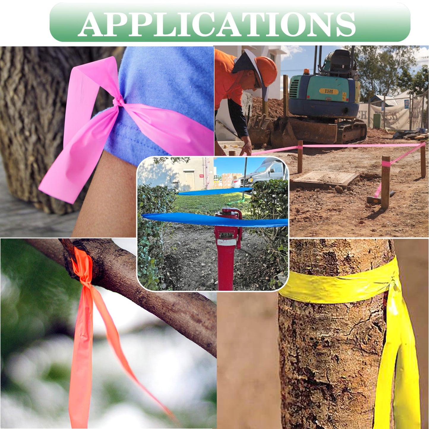 KIWIHUB Red Flagging Tape 12 Rolls - Non-Adhesive Neon Marking Surveyors Caution Tape, for Tree Marking, Hunting Trail Tape,1-3/16 in. x 150 ft,3.35 Mil
