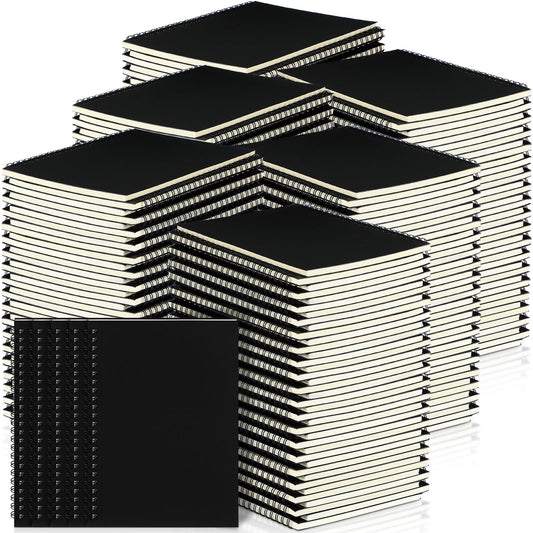 Yahenda 108 Pcs Spiral Notebook Bulk A5 Journal Lined 8.3'' x 5.5'' Writing Composition Paper Small Notepad Subject Notebook for Students Office Business Back to School Supplies (Black)