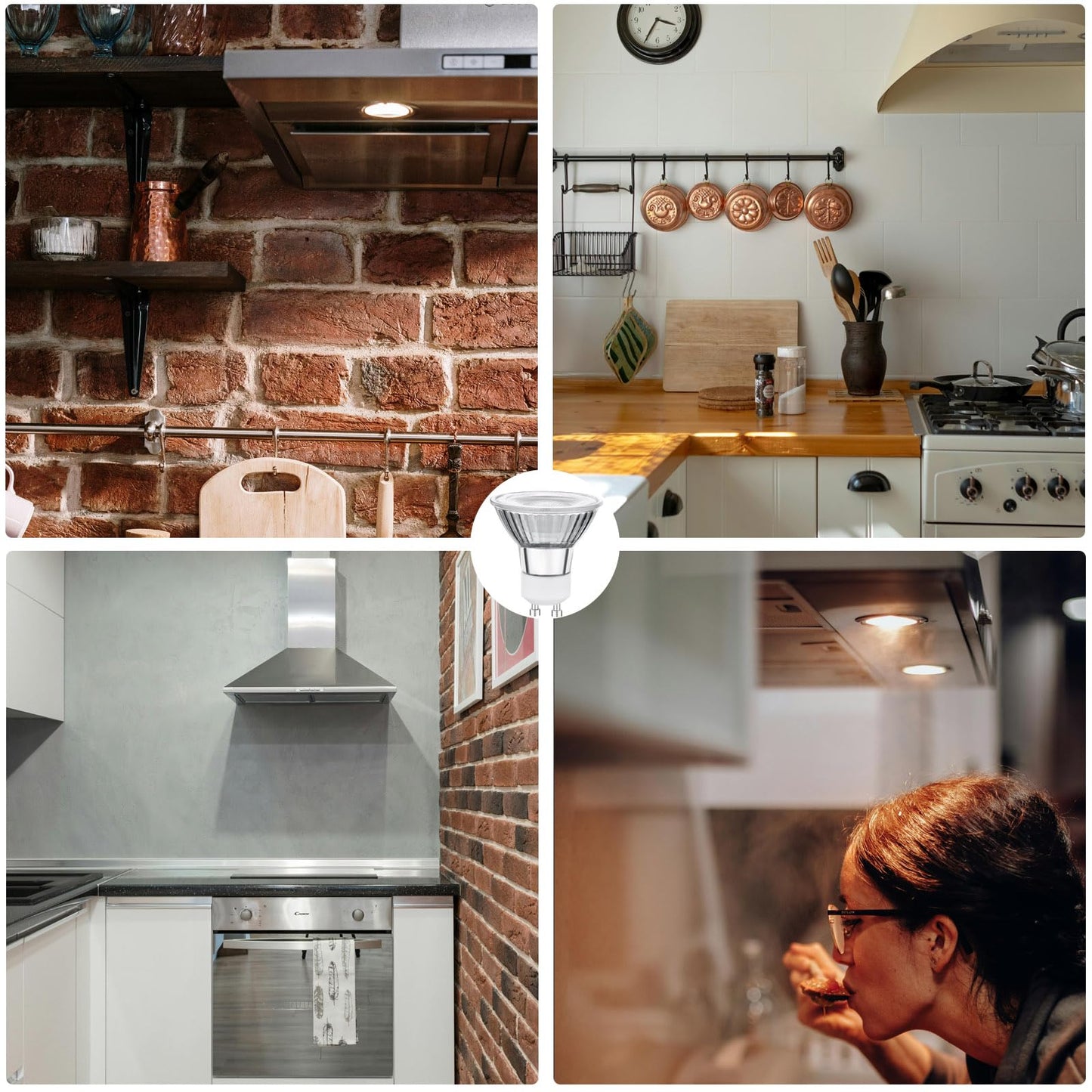 LED GU10 Range Hood Light Bulbs, LED Stove Appliance Light Bulb, Kitchen Light Replacement Halogen Light Bulb, 50W Equivalent, Warm White 3000K, 6W 550 Lm, Dimmable,Waterproof IP65 Pack of 2