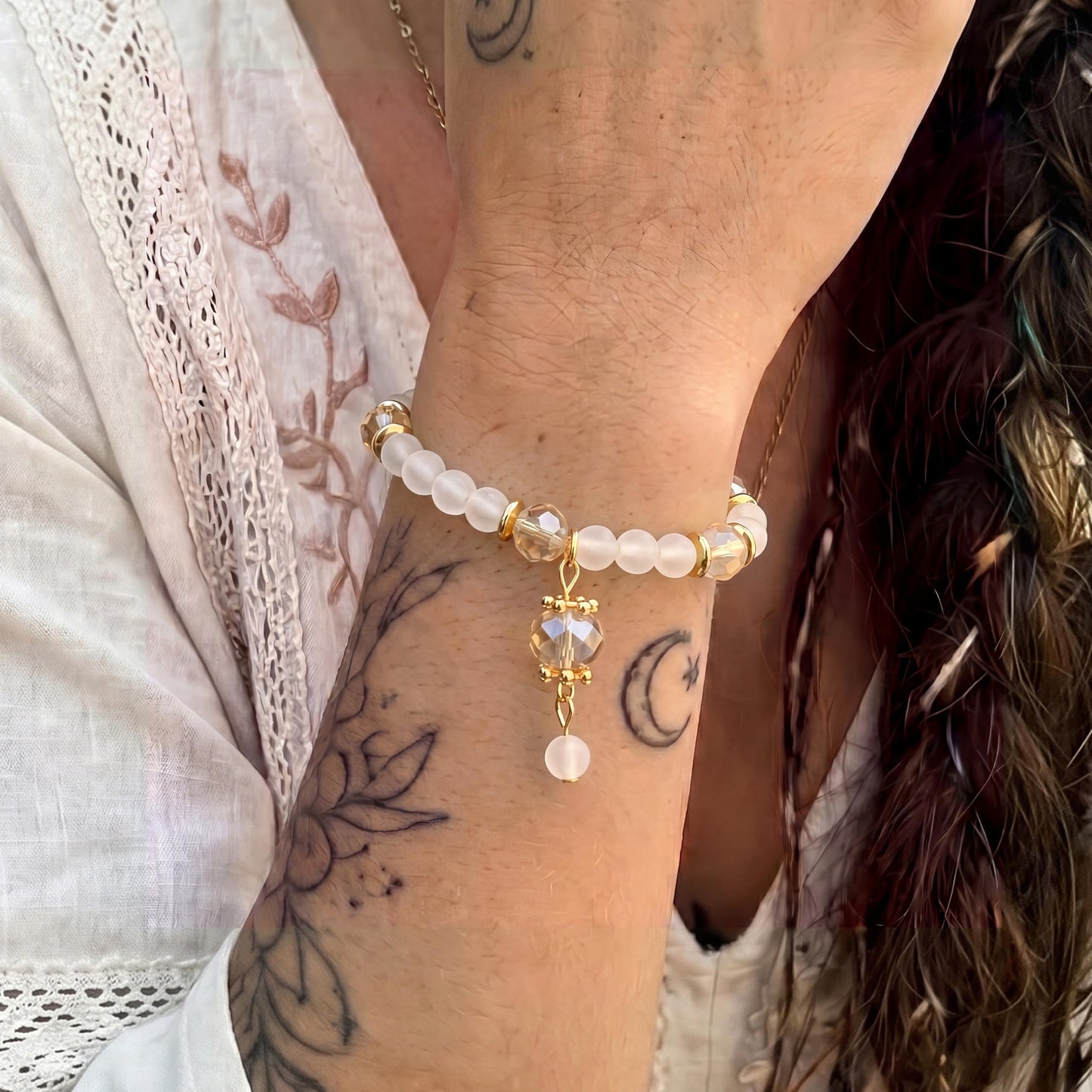 Tungary 4Pcs Beaded Bracelets for Women Bohemian Bracelet Stacks Handmade Natural Stone Stretch Bracelets Multi-Color Daily Wear Accessories Summer Beach Boho Jewelry Gift Yellow Bracelet Set