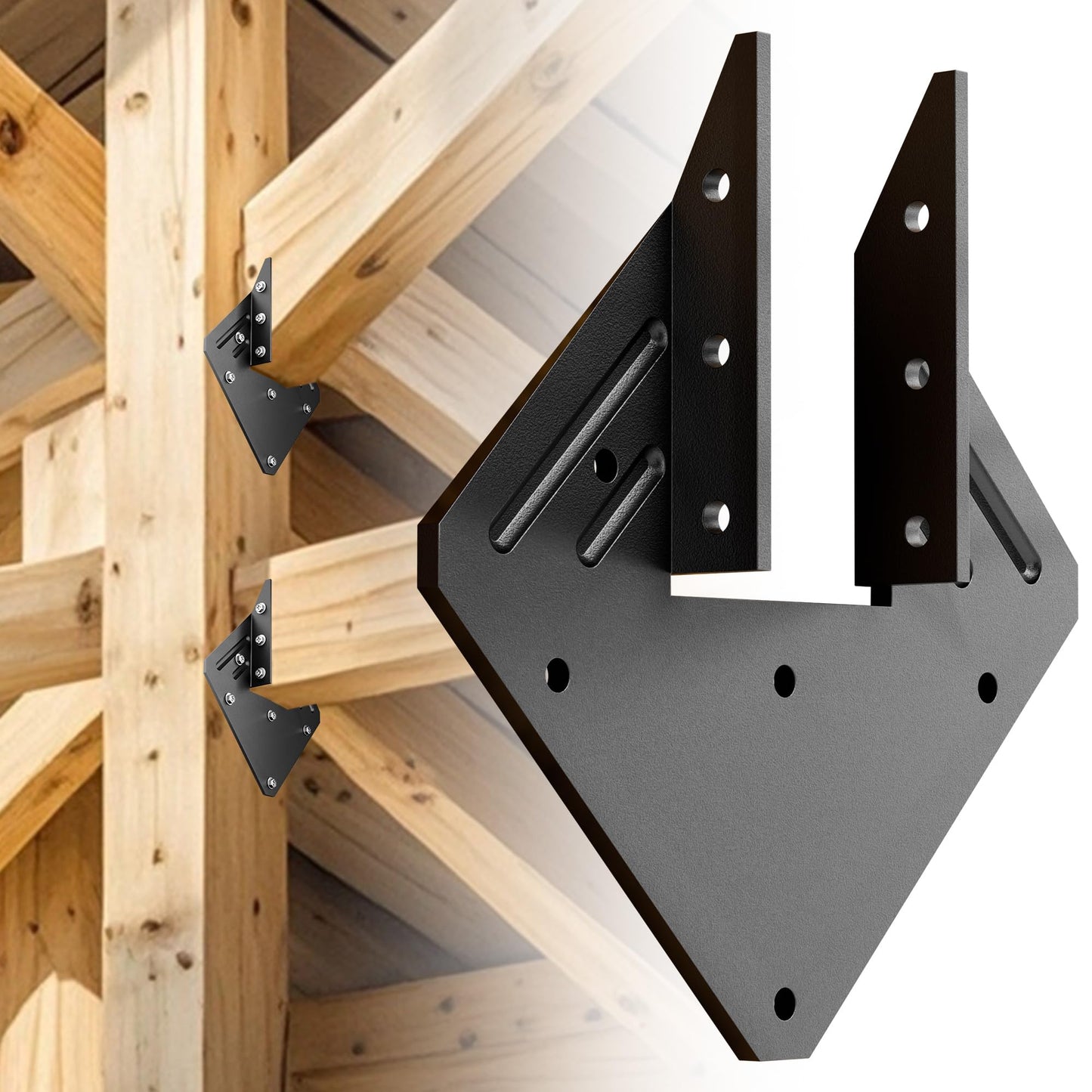 10 PCS Heavy Duty Black Hurricane Ties for Rafters,13 Gauge Roofing Hurricane Straps Thickness 2.2mm Fit 2x4,2x6,Hurricane Truss Hangers,Rafter Brackets,Hurricane Brackets,Joist Hanger,Hurricane Clips