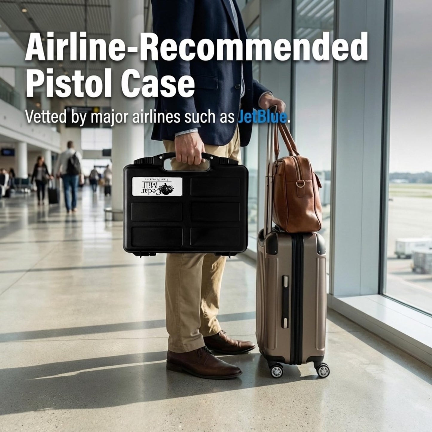 Cedar Mill Fine Firearms TSA Approved Gun Case - Gun Carry-on Bag for Handgun & 9mm Pistol, Revolver - Airline Approved Hard Case - Travel Pistol Carrying Bag (12.3” x 10.5”)