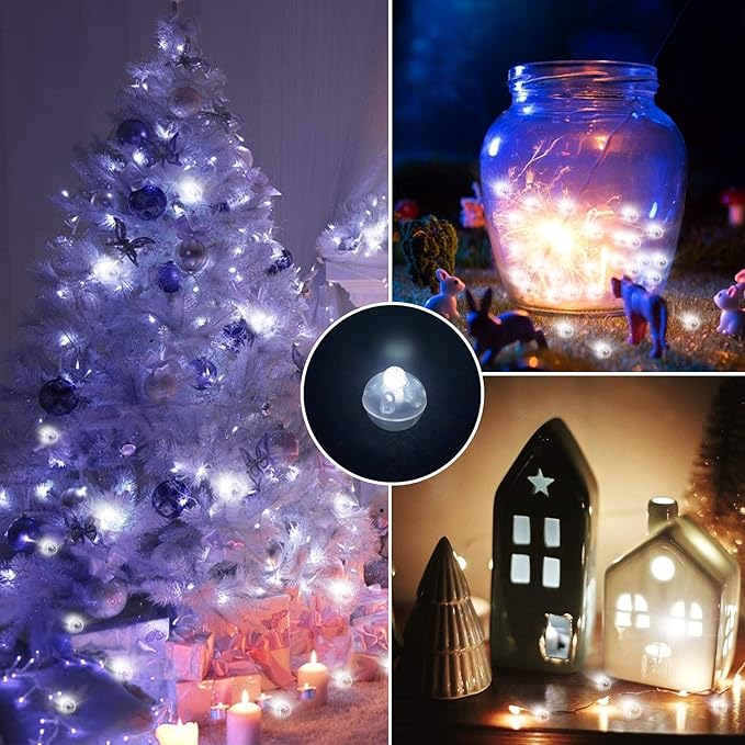 50pcs White LED Balloon Lights, Tiny Led Lights Mini Round LED Ball Lamp for Paper Lantern Balloons, Indoor Outdoor Party Event Fun Party Supplies Halloween Christmas Wedding Decoration