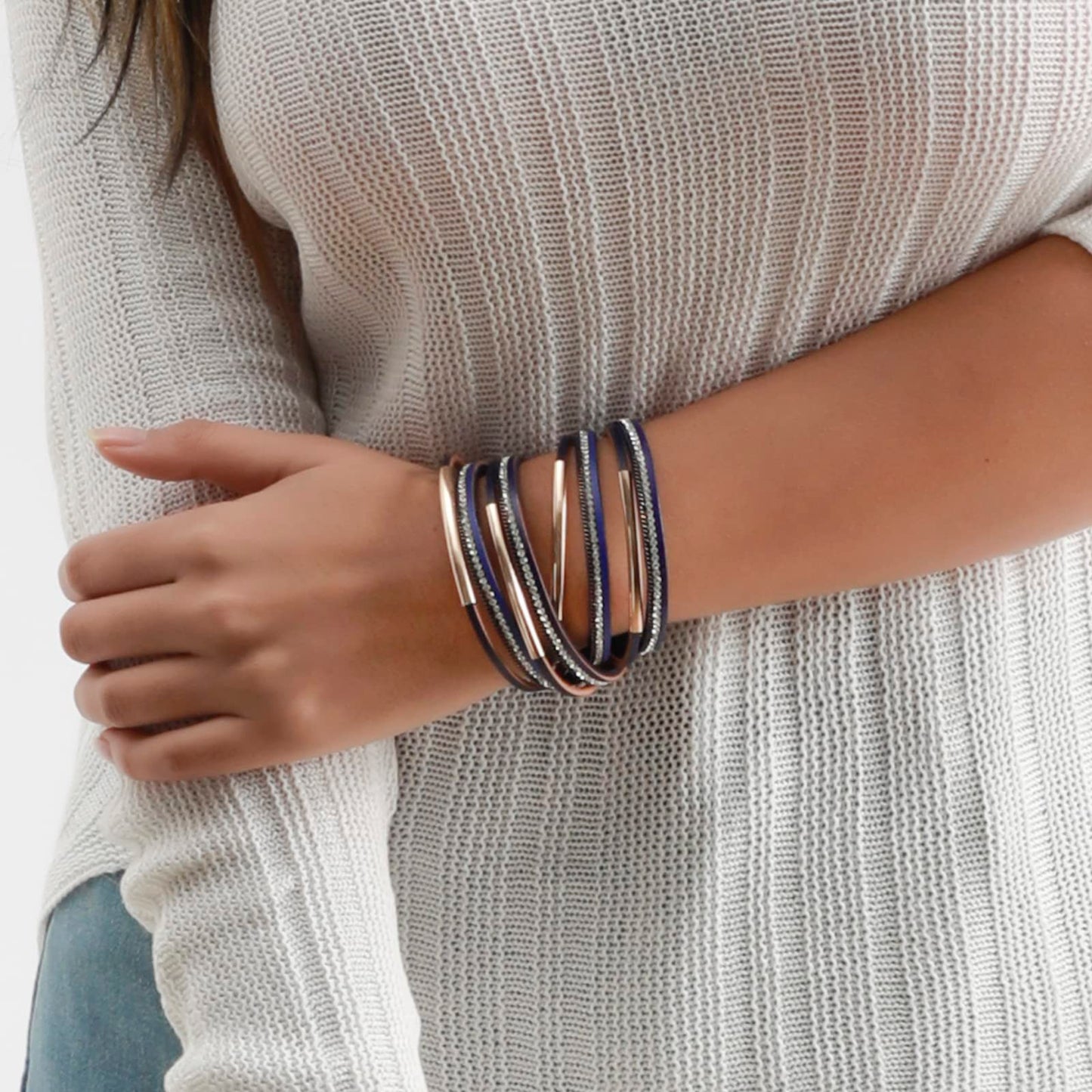 Artilady Leather Wrap Bracelet for Women-Boho Multi Layered Stackable Bracelets Bangle Jewelry for Women Trendy
