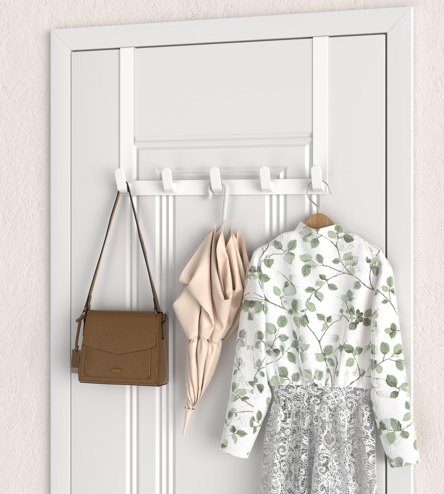 KitchLife Long Over The Door Hooks Hanger with 15.75" Extended Arms, Fits 1 3/8" Doors, L40U - Upgraded Thickened Heavy Duty Bathroom Accessories and Towel Rack Organization - 1 Pack, Glossy White