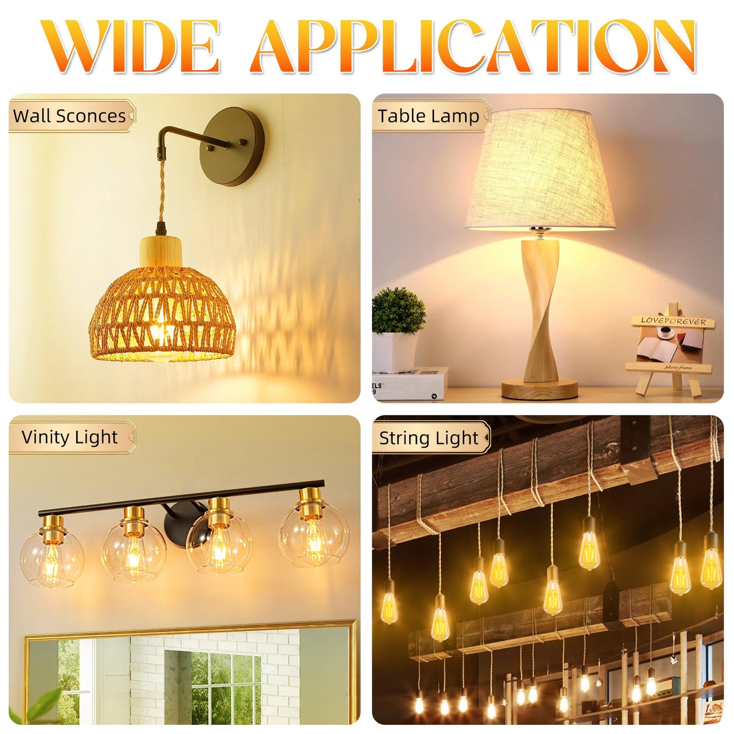 GvvooHome LED Edison Bulbs, E26 Bulb 60 watt Equivalent, Non-Dimmable, Soft White 2700K, ST58 Vintage Light Bulbs, 90+ CRI, 6W 600LM, E26 Medium Base, Clear Glass, 6 Pack