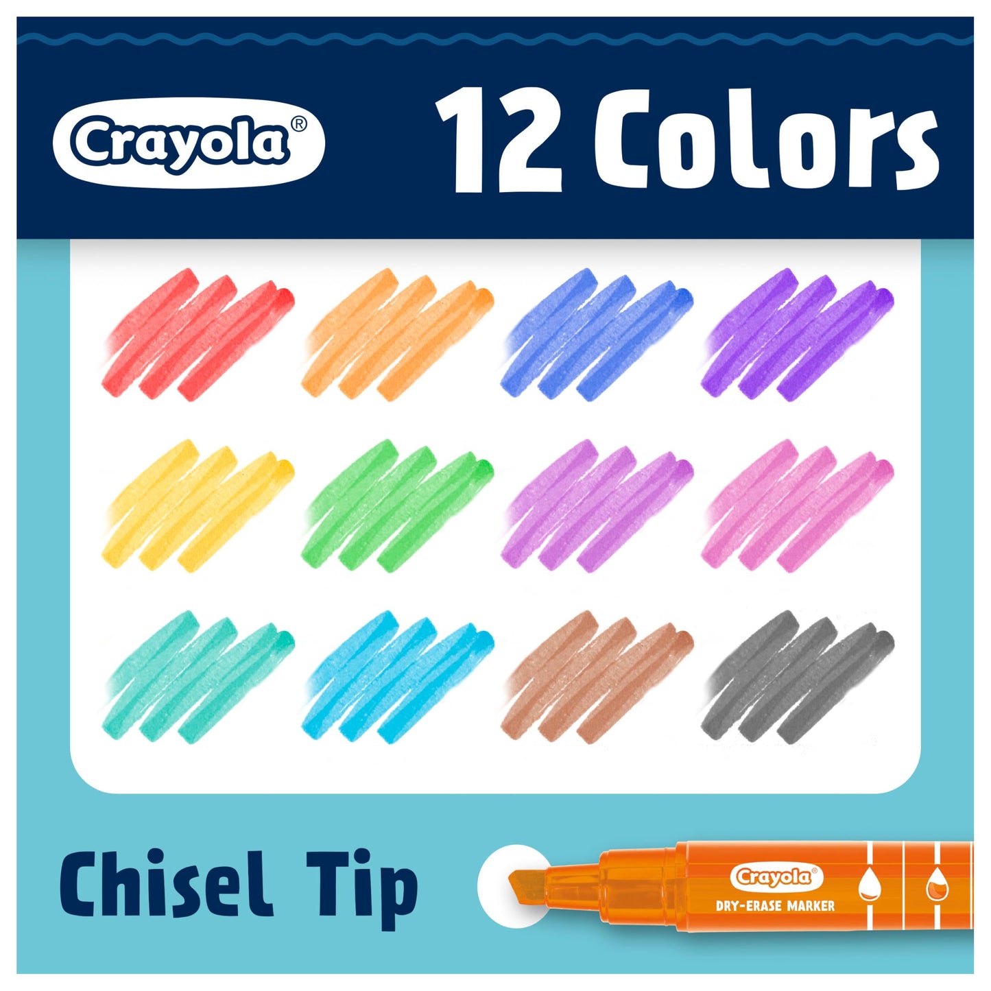 Crayola Take Note Dry Erase Markers for School (12ct) Essential Easter Basket Stuffers, Chisel Tip Whiteboard Markers, Spring Craft Supplies for Teachers, Low Odor