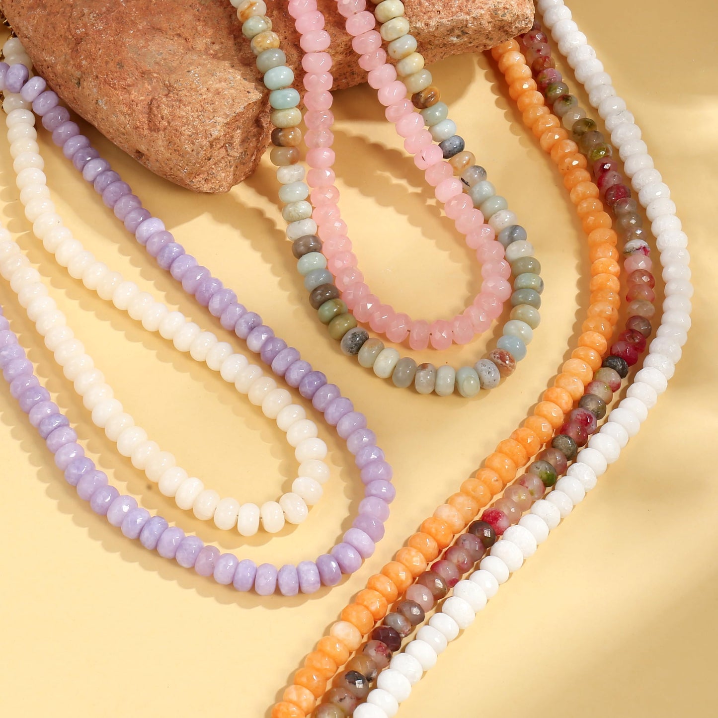 Badu Orange Gemstone Beaded Necklace for Women Natural Stone Bead Beach Choker Necklace Fashion Trendy Jewelry Gifts