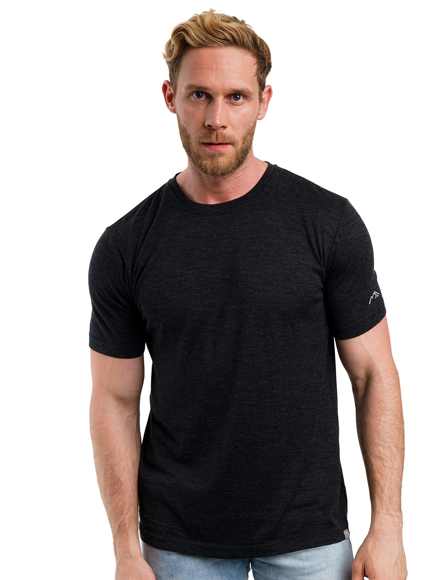 Merino.tech Merino Wool T-Shirt Mens - 100% Merino Wool Undershirt Lightweight Base Layer (Large, Heathered Black)