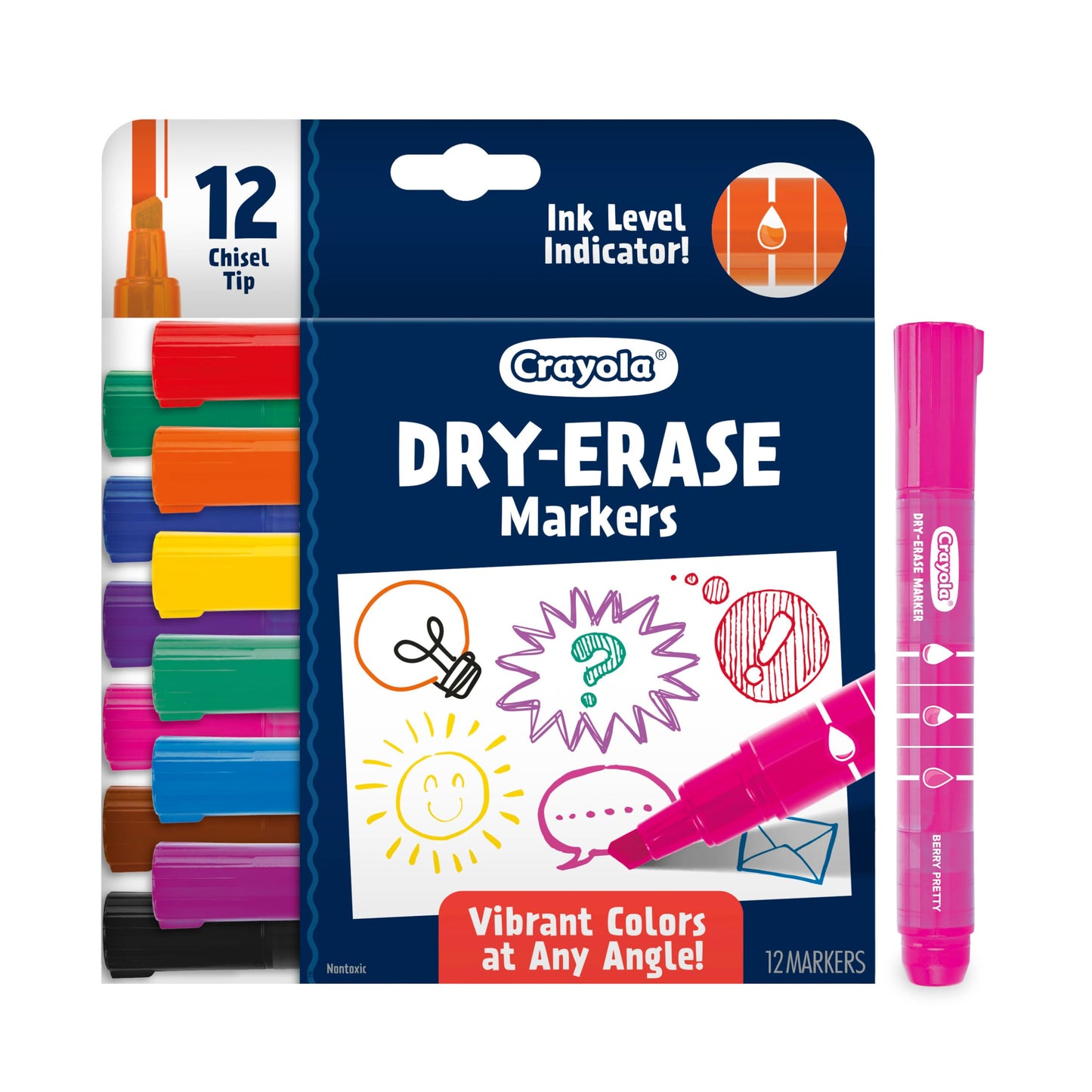 Crayola Take Note Dry Erase Markers for School (12ct) Essential Easter Basket Stuffers, Chisel Tip Whiteboard Markers, Spring Craft Supplies for Teachers, Low Odor