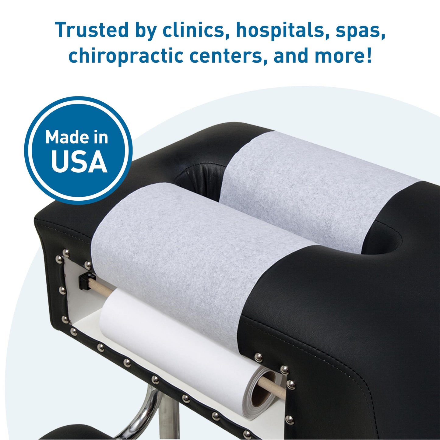 BodyMed Standard Headrest Paper Rolls for Chiropractic Exam Table, Smooth White, 8.5-Inch x 225-Feet, 50 Count – Disposable Exam Table Cover for Medical Office, Chiropractor, Spa Use