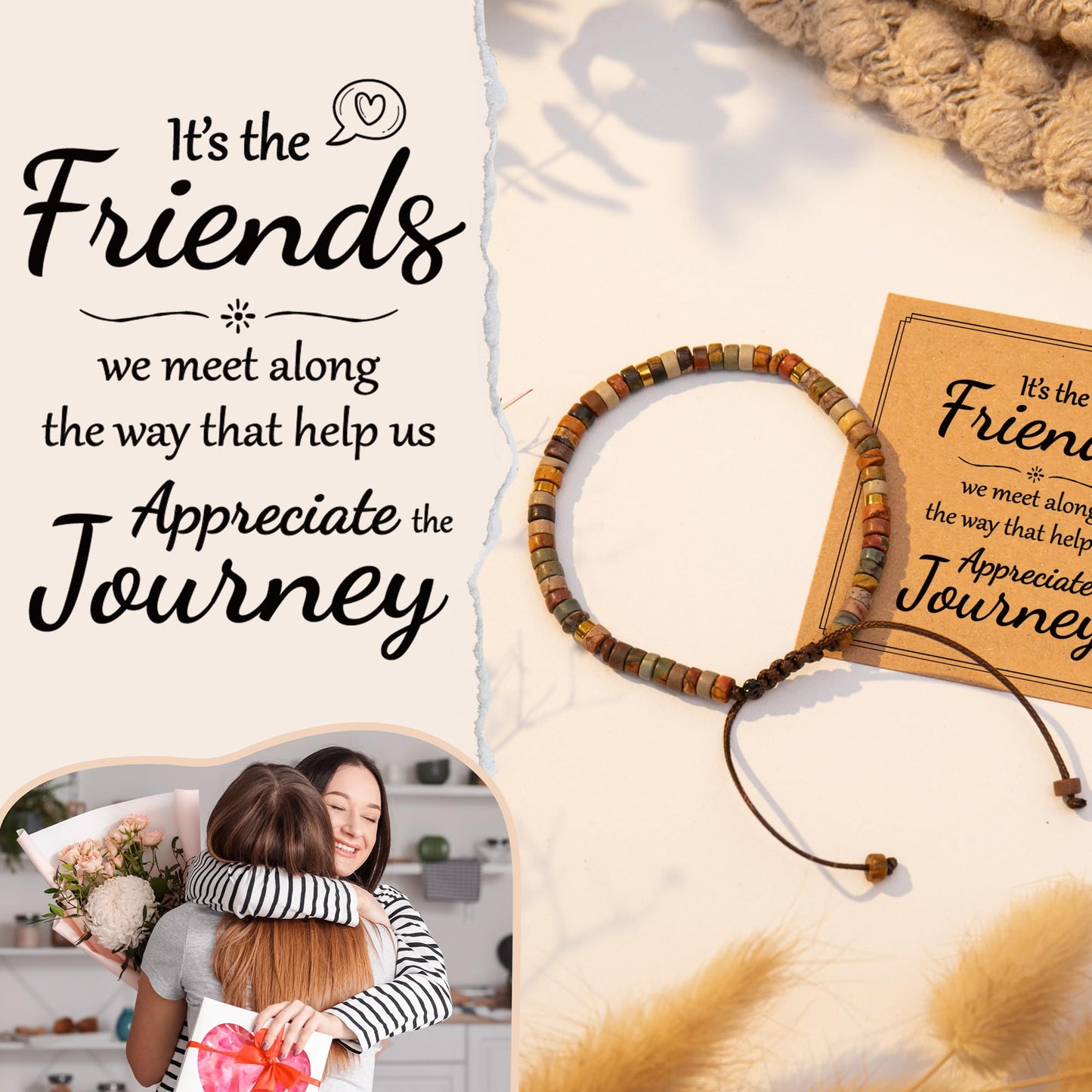 ZOKCC Friendship Bracelets Gifts for Women - Healing Natural Stone Bracelets - Inspirational Friendship Valentines Day Gifts for Women Friend Sister Coworker Bestie BFF
