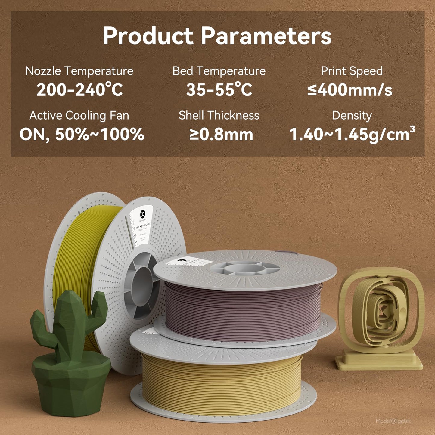 kexcelled Matte PLA Filament 1.75mm，Matte Light Beige PLA 3D Printer Filament 1kg Spool (2.2lbs) with +/-0.03mm Accuracy,Upgraded Tangle-Free Winding for Most FDM Printers