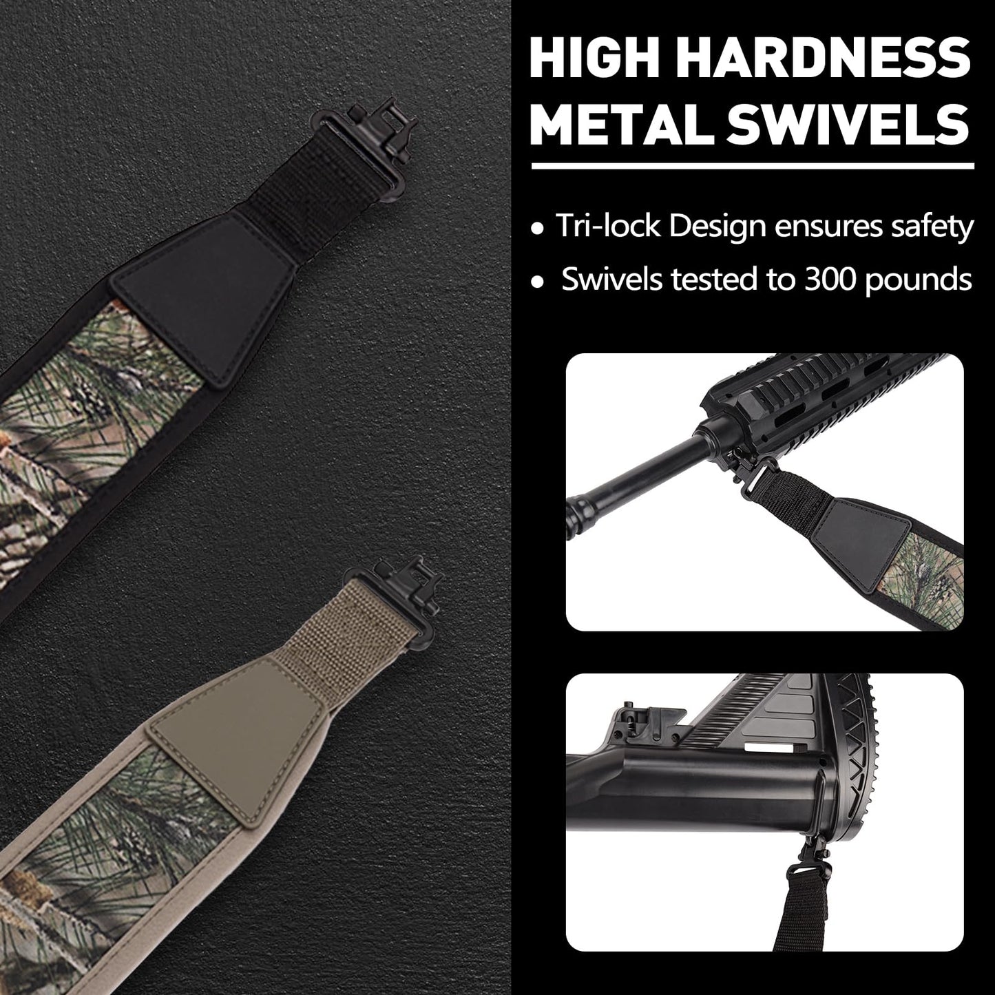 BOOSTEADY Two Point Gun Sling with Swivels,Durable Shoulder Padded Strap,Length Adjuster