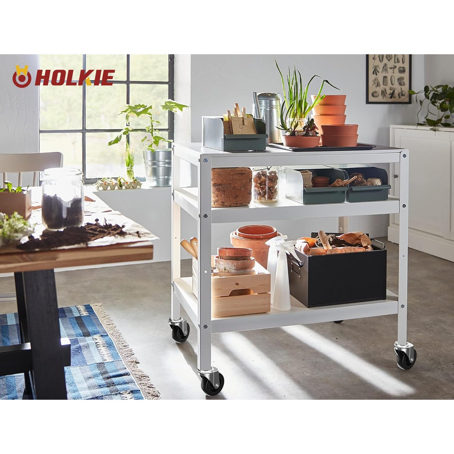 HOLKIE Caster Wheels 3 inch with No Brake Stem Casters, 3/8" -16 x 1-1/2" (Stem Diameter 3/8", Stem Length 1-1/2") Threaded Swivel Casters Set of 4 Heavy Duty Castors Black