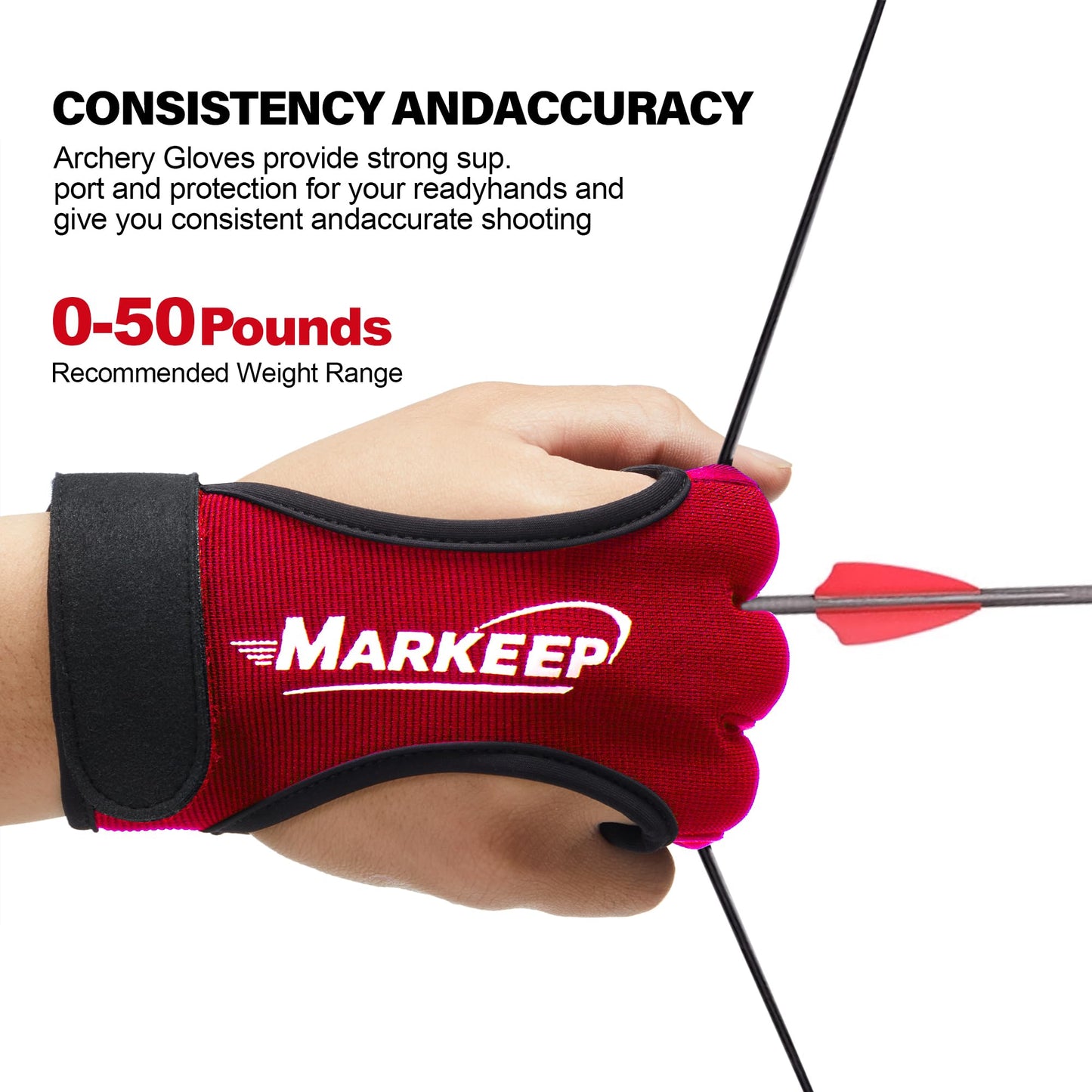 MARKEEP Archery Gloves 2 Pack Shooting Hunting Leather Guard 3-Finger Guard for Youth Adult Man Woman and Beginner Recurve Arrow Bow Archery Protective Gear Accessories