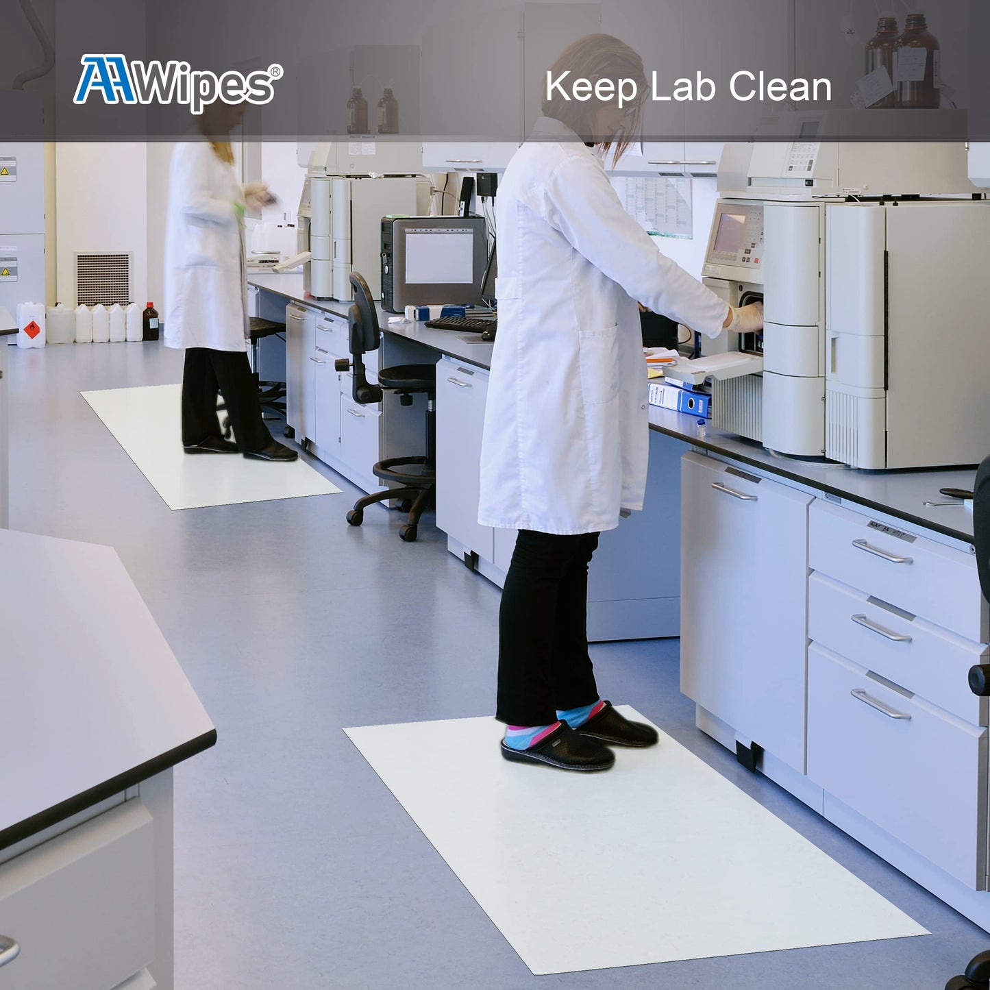 AAwipes Sticky Mat Tacky Pads Adhesive 24" x 36" 5 Packs, 30 Sheets/Packs, 150 Sheets Total White Cleanroom Floor Mats Remove Dirt for Laboratory Construction Hospital Shoes